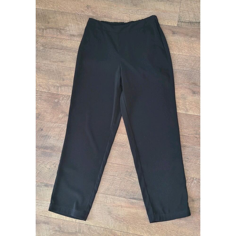 Susan Graver Black Pants Sz Medium Zipper Lightweight Career Minimalist Stretch